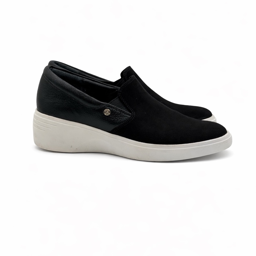 Giani Bernini Xenaa Black Slip-on Wedge Sneakers Suede & Leather Platform SZ 7.5 - Picture 2 of 15